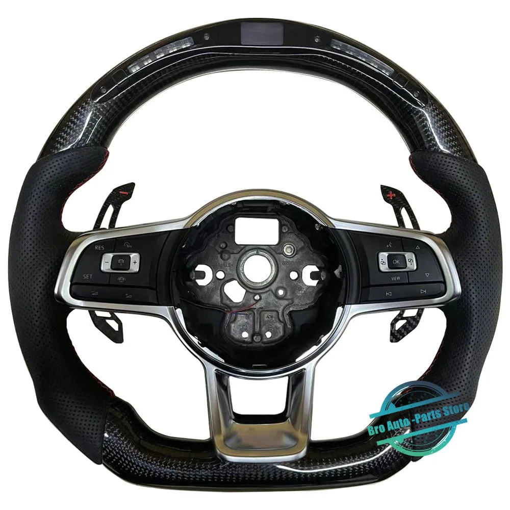 

For VW Golf 7 MK7 Passat B8 Tiguan MK2 Arteon Original Factory Sport Carbon Fiber LED Steering Wheel Assy with Perforated ACC