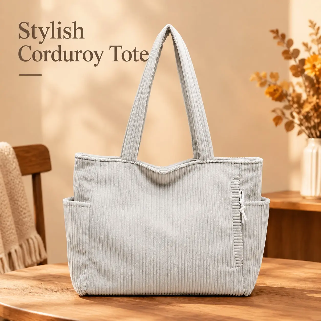 Fleece Handbag for Women, Large Capacity Retro Fashion Shoulder Bag, Casual Commute Tote Bag