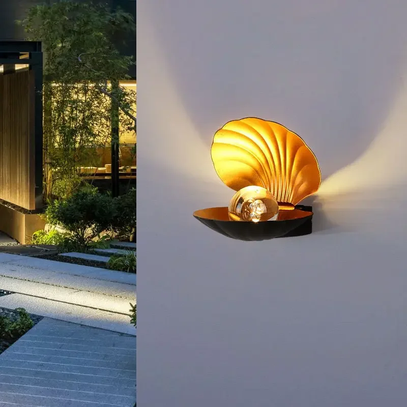 Shell Pearl Outdoor Light Luxury Wall Lamp Aisle Balcony Wall Lamp High Grade Wall Household Exterior Garden Lighting Fixture