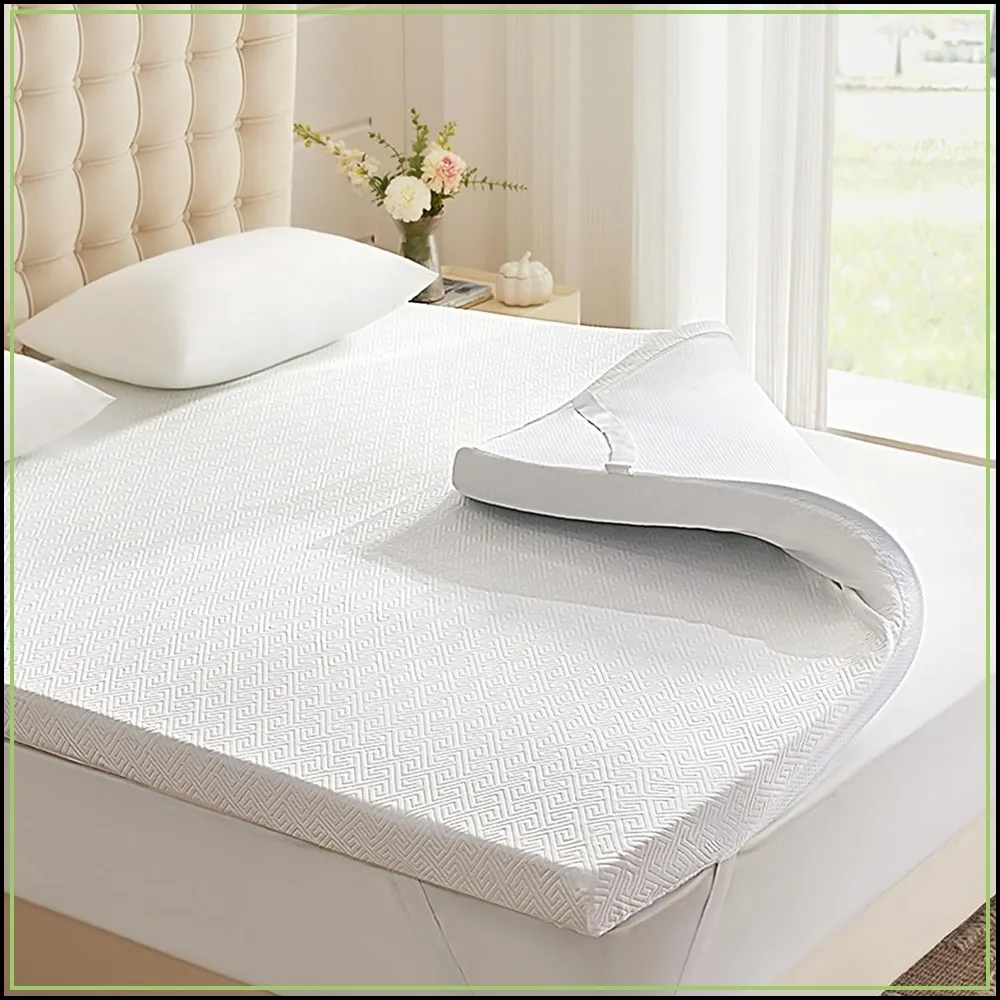 3 Inch Memory Foam Mattress Topper Queen, Ventilated Bed Topper with Removable Cover, Back Pain Relief, Non-Slip Design