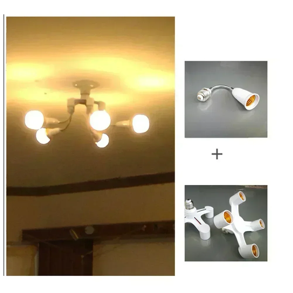 220V 4-Way LED Base Socket Adapter E27 To 4-E27 Lamp Holder Splitter Four Output  For Test Measurement Tool Accessory