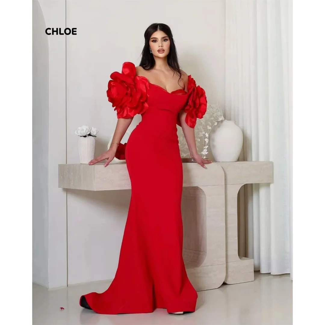 

Line A Evening Dresses Woman Elegant Woman Party Dress Off-shoulder Custom Made Short Sleeve Luxury Prom Dresses 2025 Ball Gowns