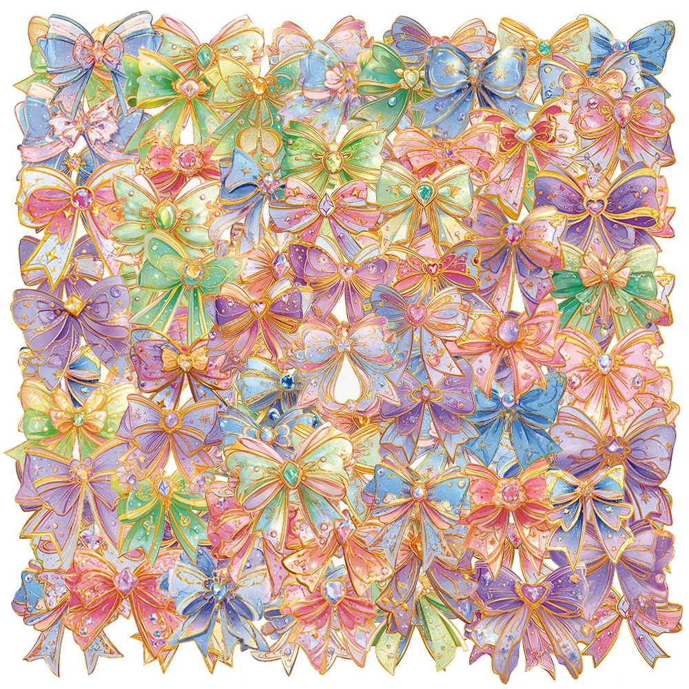 

10/30/56pcs Transparent Colorful Girl Bowknot Stickers Cute Aesthetic Decals for Notebook Guitar Skateboard Graffiti Sticker Toy