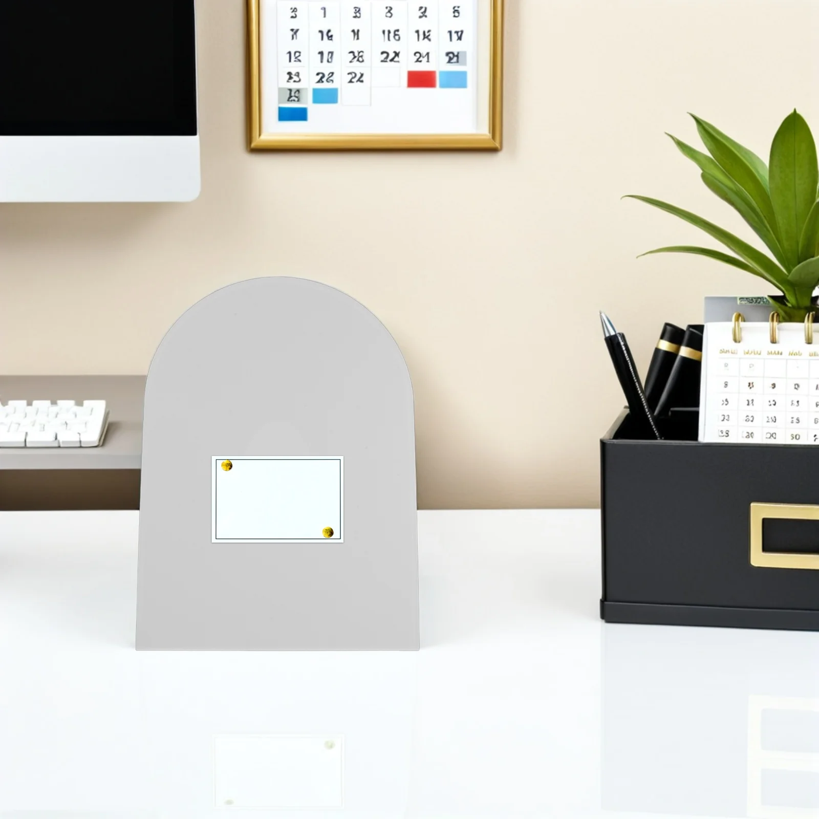 

Magnetic Memo Board Desktop White Sturdy Magnetic Desk Display Organizer Message Reminder for Office Home Magnets Board Stand