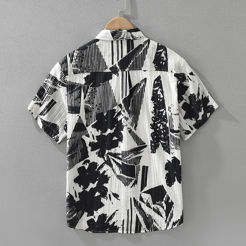 Quality Cotton Print Short Sleeve Shirts for Men Fashion Casual Loose Fit Mens Shirts Summer Tops Camisa De Time Futebol TS-910