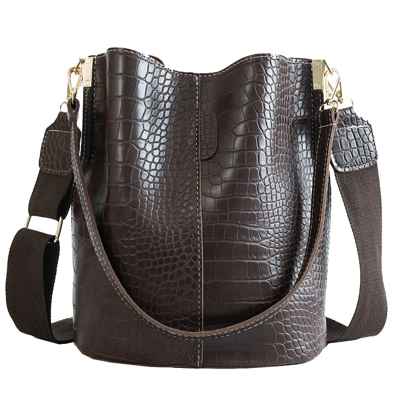 Fashion Women 2021 New Pattern Single Shoulder Bucket Large Capacity Broadband Messenger Bag Handbags Luxury Handbag