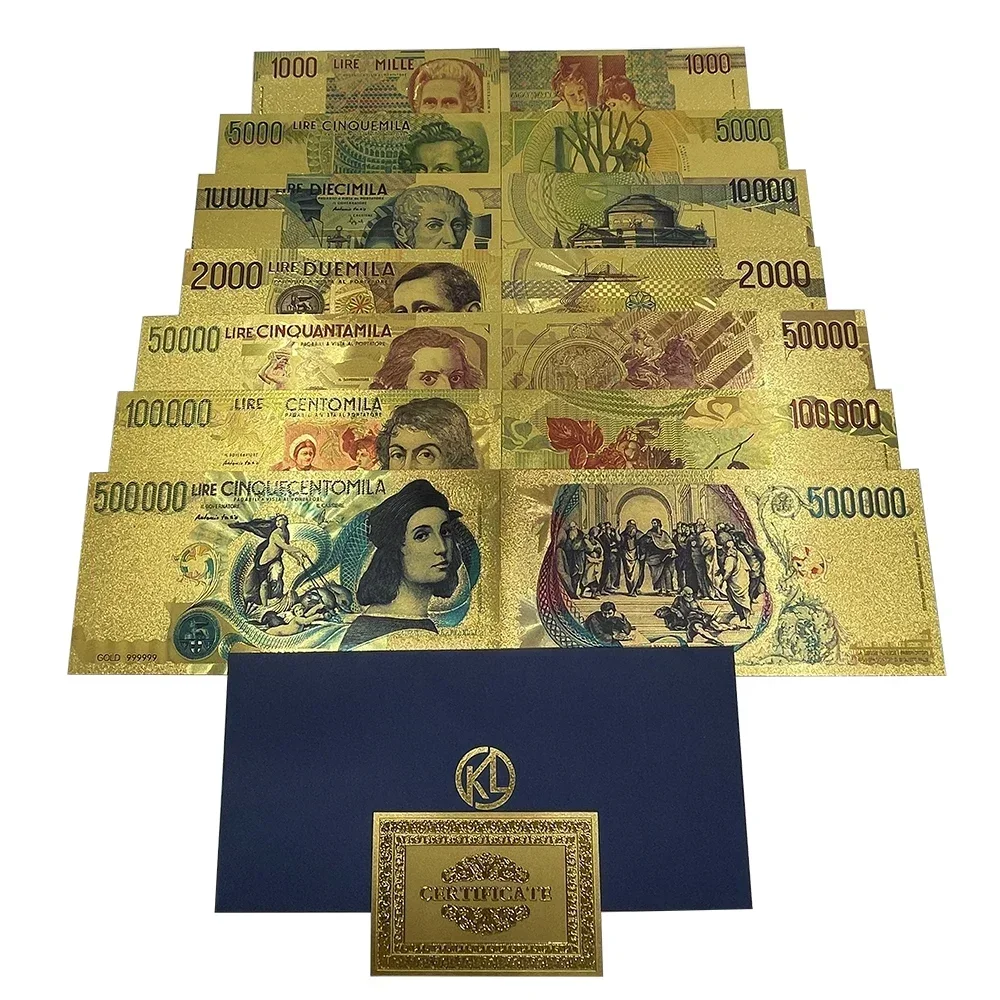 New arrival italian lira Gold Foil Banknote Euro Gift money Commemorative Italy Travelling Souvenirs Gift for Collection