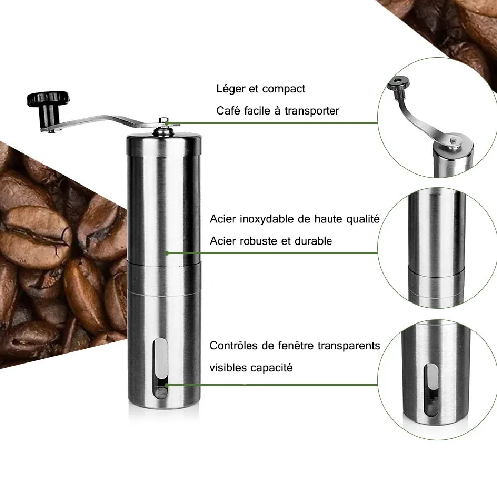 Mini Stainless Steel Manual Coffee Grinder Hand Grinder Handmade Coffee Bean Grinders Mill FoamerKitchen Tool Coffee Accessories