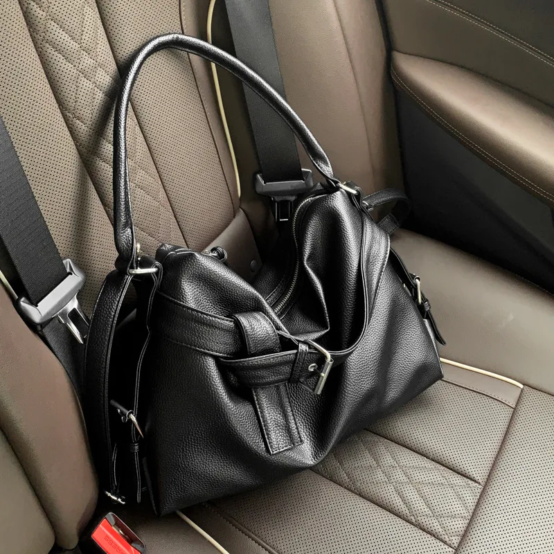 Retro Soft PU Leather Shoulder Bag Belt Design Women's Bags Tote Belt Design Crossbody Bags for Women Handbags Shopper Purses