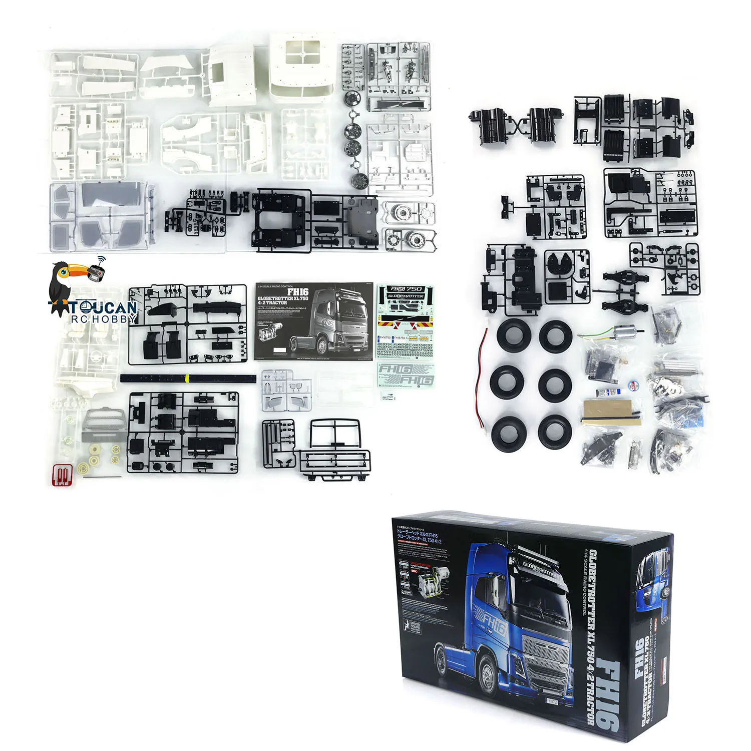 Zabawki 1/14 4x2 RC Ciągnik siodłowy KIT 56375 FH16 XL750 3-biegowy TOUCAN Zdalnie sterowany model samochodu Pojazd dla chłopców TH24179