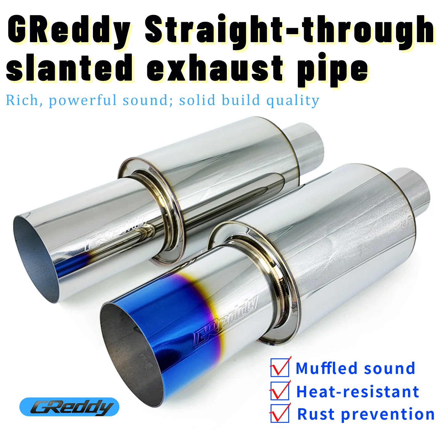 GReddy 101mm straight-through exhaust pipe muffler for JDM racing exhaust system modification