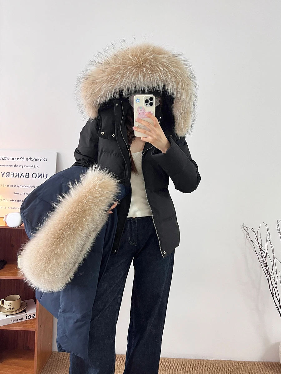

ort Fur Collar Thiened Women's down Jaet Waist-Cinching Faionable Korean Sle Warmth Guaranteed