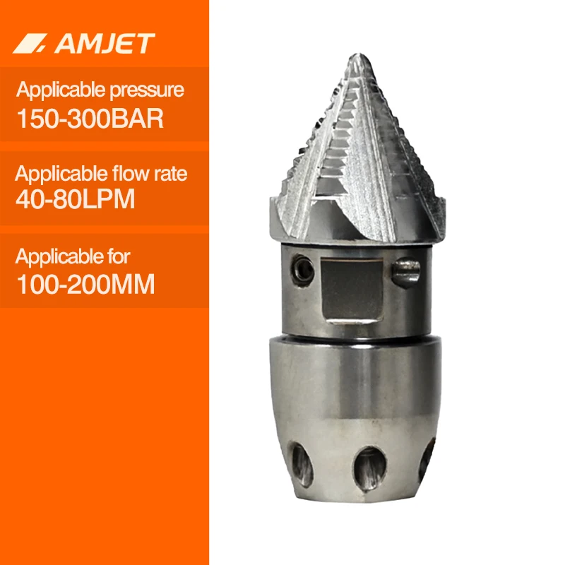 

Mini Pagoda Nozzle 100mm Jetting Nozzles 150bar Sewer Jet Drain Cleaning Nozzle 40lpm Water Screen Nozzle for Drain Hose