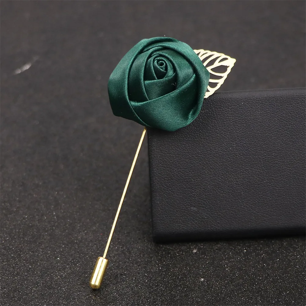 Groomsmen Boutonniere Wedding Corsage Men Brooch Pin Men Suit Rose Flower Brooches Canvas Fabric Ribbon Tie Pins Clothing Dress