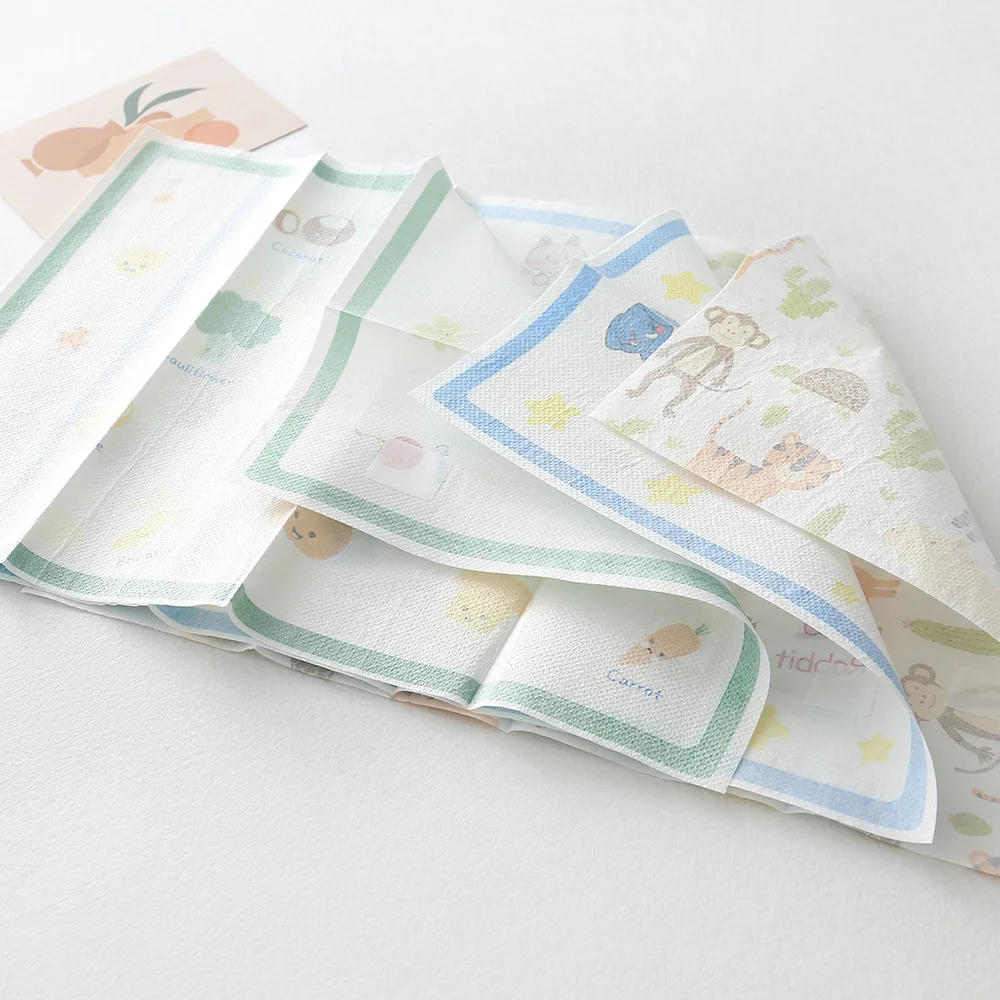 10pcs/pack Disposable Bibs for Baby Portable Placemats Table Dining Baby Travel Cartoon Toddler for Kids Paper Saliva Towel