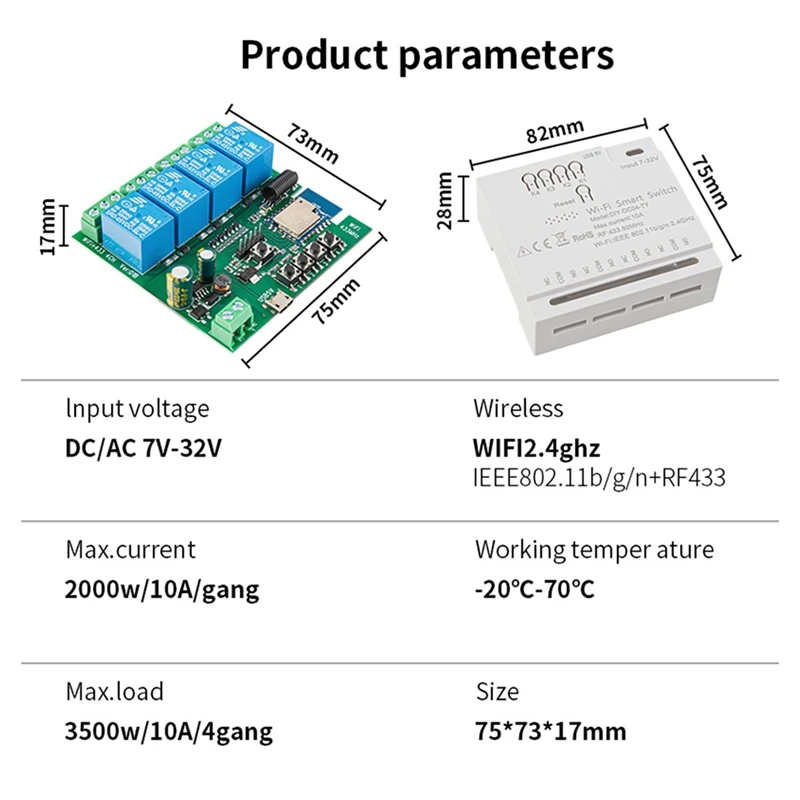 4CH Tuya saklar Wifi, sakelar Wifi swakriya pengatur waktu 85-265V 5V 2.4G Wifi Smartlife modul otomatisasi rumah untuk IFTT Alexa Google Home