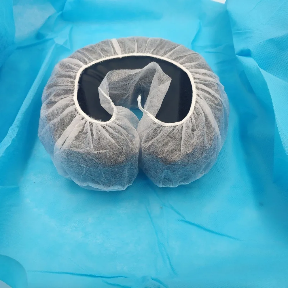 50pcs Nonwovens Disposable Pillow Cases with Elastic Ribbon White U-shaped Pillowcover Simple Convenient