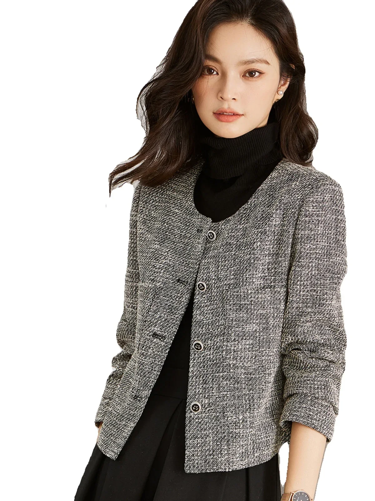 

Короткая стеганая куртка женская осенне-зимняя винтажная антивозрастная куртка в стиле ретро с рукавами и круглым вырезом на пуговицах