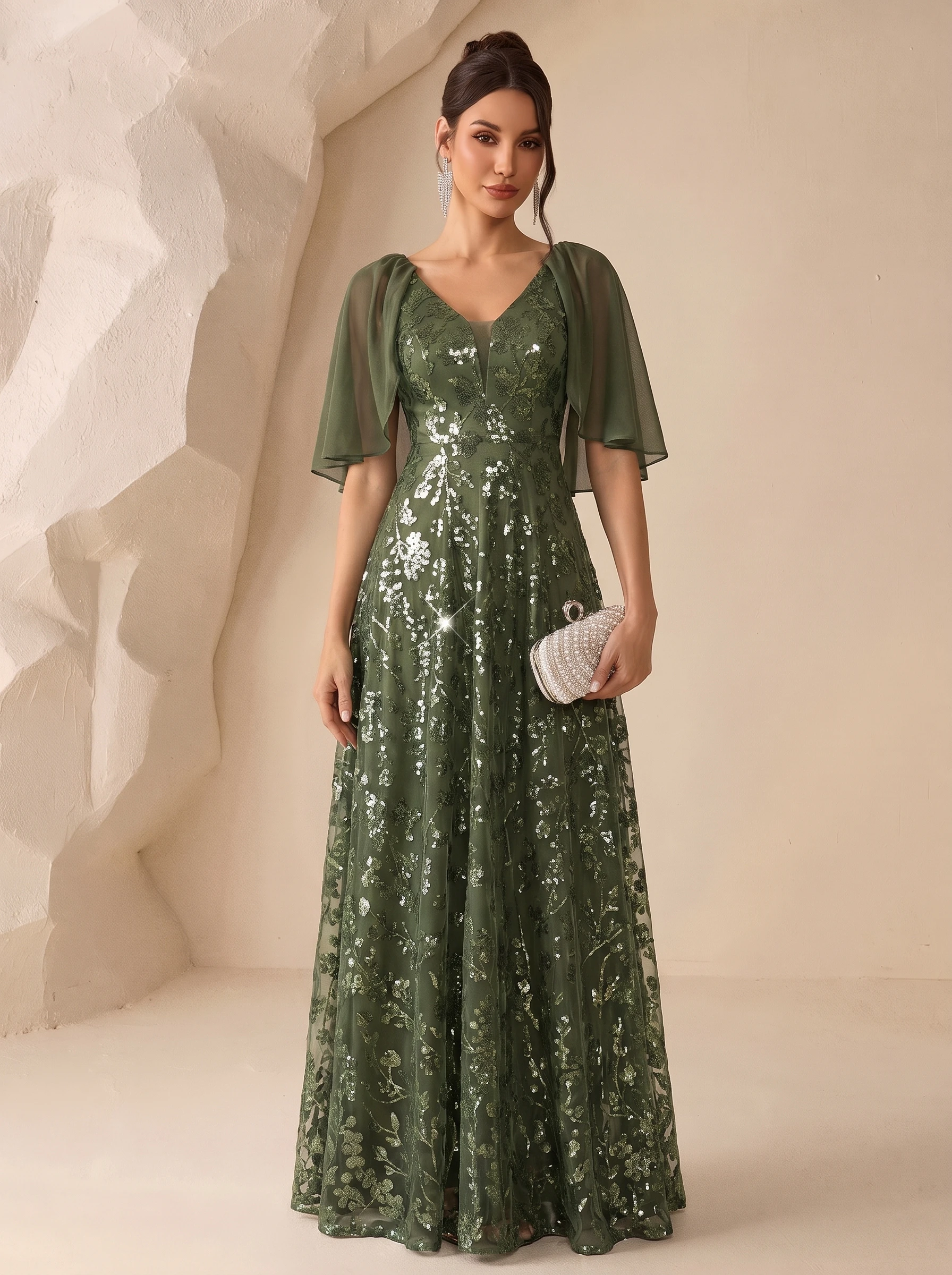 new-women-elegant-sequins-embroidery-formal-long-dress-v-neck-cape-sleeve-a-line-party-gown-for-christmas-new-year