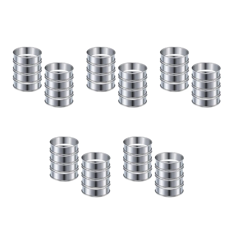 40 Pcs 4.1 Inch Muffin Tart Rings Double Tart Ring Stainless Steel Round Ring Mold For Home Cooking Baking Tools