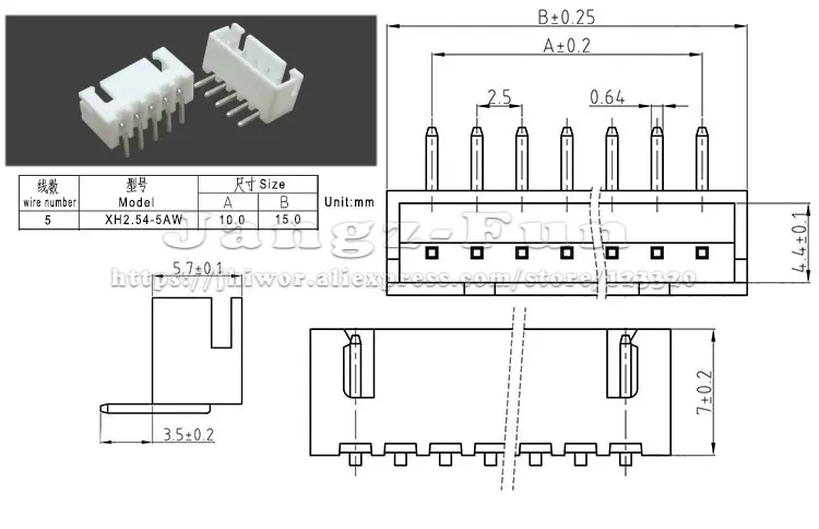 100pcs 5P JST XH 2.54 Plug 2.54mm XH2.54 5 Pin Male Female
