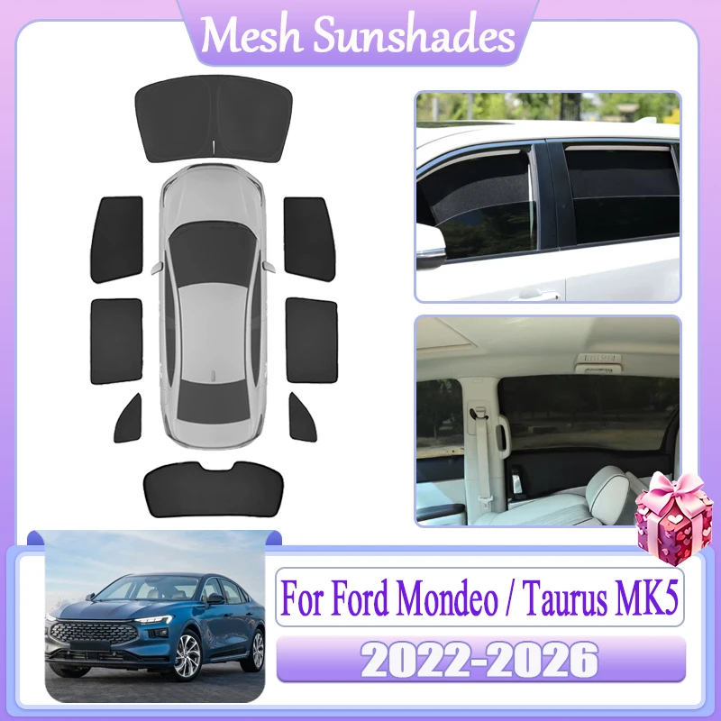 Visor For Ford Mondeo Taurus MK5 2022 2023 2024 2025 2026 Custom Car Mesh Sunshade Window Magnetic Sun Shade Curtain Accessories