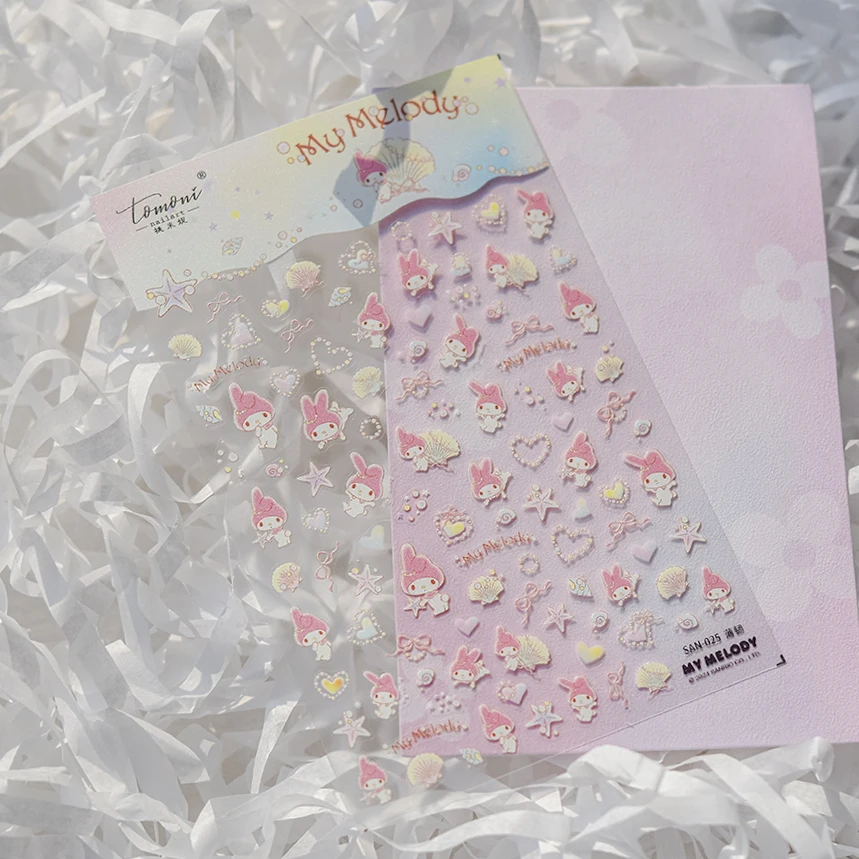 

5D подлинные наклейки для ногтей с героями мультфильмов Sanrio, наклейки Hello Kitty Kuromi Cinnamoroll, изысканные высококачественные аксессуары для пальцев