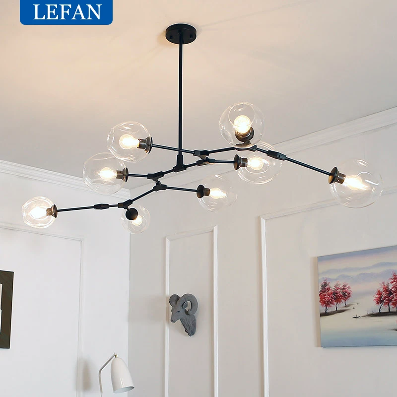Nordic Modern Glass Bubble Chandelier Creative Branch Design Hanging Lamp For Living Room Dining Room Indoor Lighting