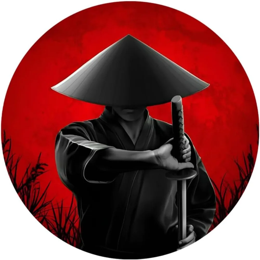 Ronin Samurai Vinyl Stickers, Red Sun Background Waterproof Decals for Car, Motorcycle, Helmet & Laptop