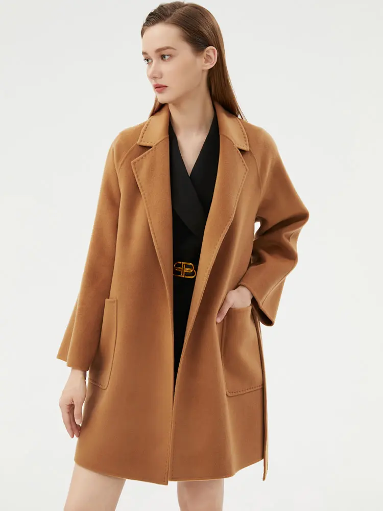 Autumn and Winter New Women's Coat 10% Pure Cashmere Woolen Wool Overcoat Classic Fashion Best-Selling Top Comfortable All-Match