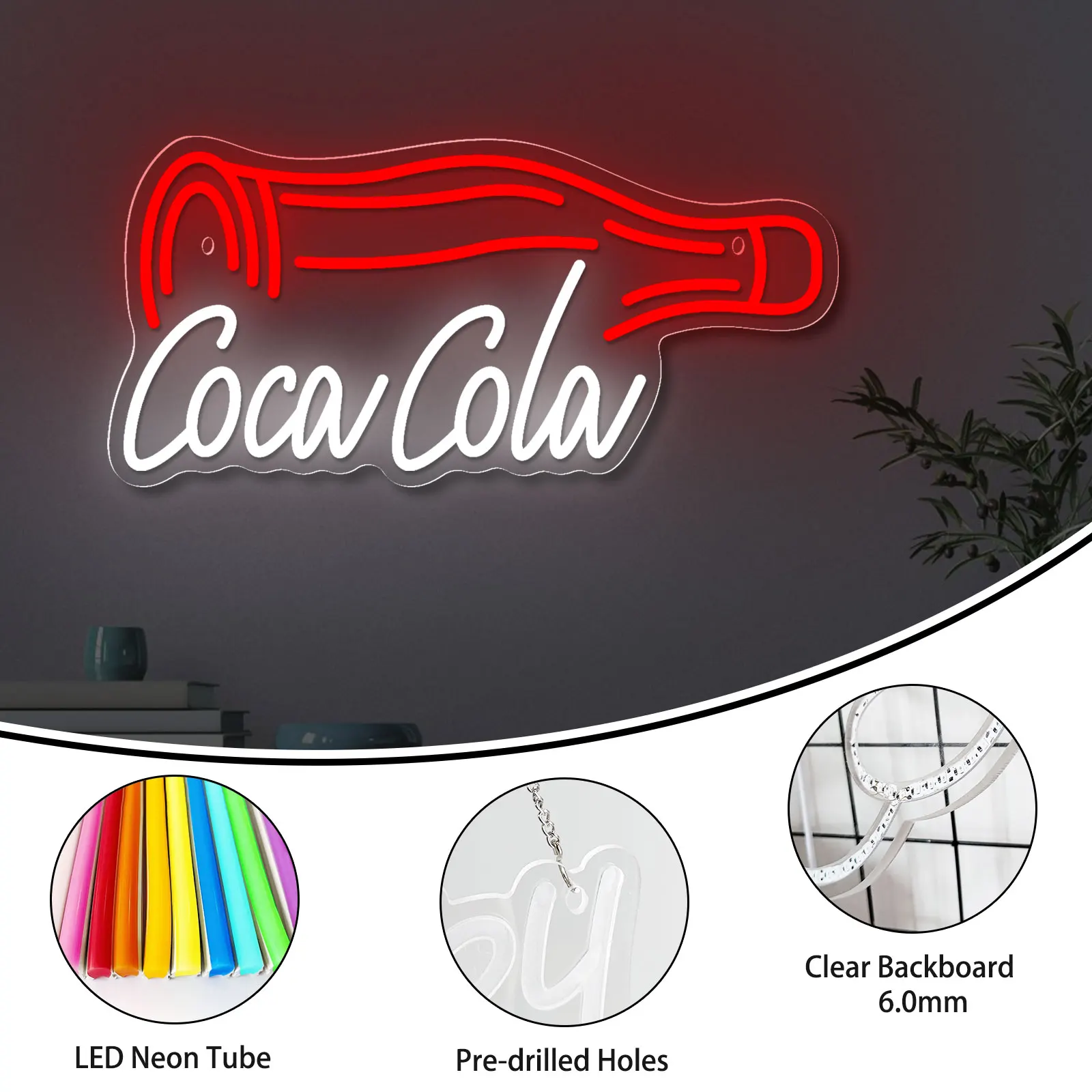 Coca Cola LED Neon Sign USB Powered Dimmer Switch Wall Decor Night Light For Bar Man Cave RoomParty Club Christmas Birthday gift