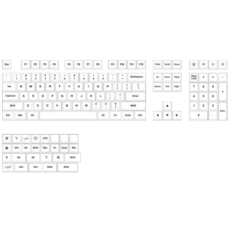 

Chosfox 135 Keys Low Profile Ink White Keycaps MX Cross Axis Core PBT Ultra-thin Mechanical Keyboard Low Switch Custom Keycaps
