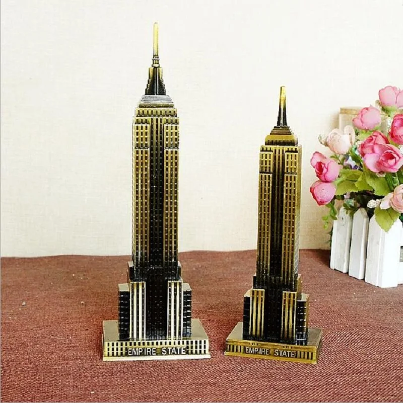 18-22cm World Famous Empire State Building Model Bronze Craft 3D Tower Miniaturas Statue Ornaments Gift