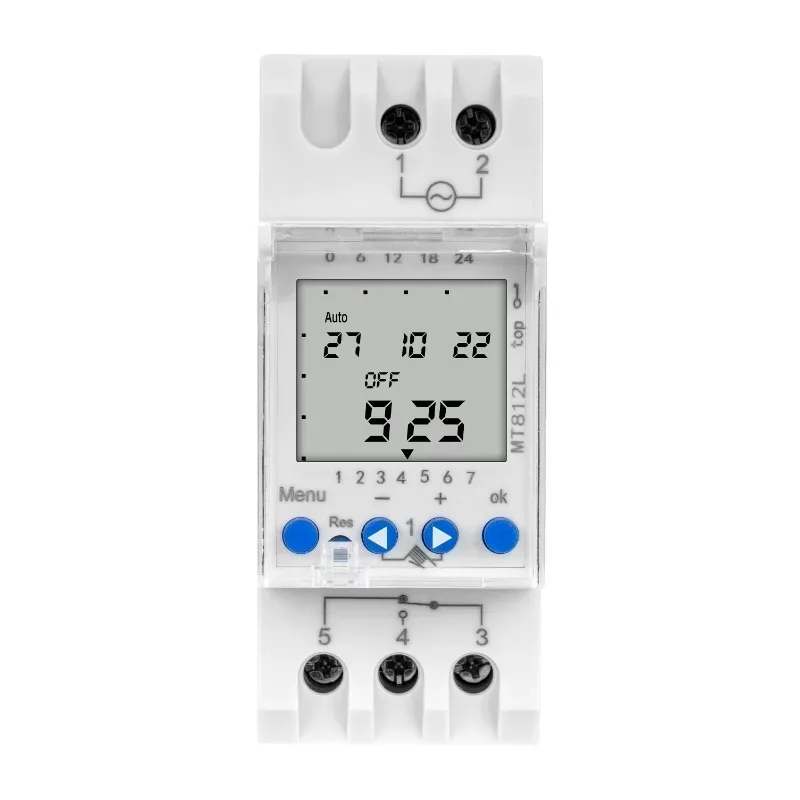 ManHua MT812L Astronomical Timer Switch 16A 220VAC 1-channel 7 Days LCD Digital Timing Control Latitude Switch DIN Rail Mounting