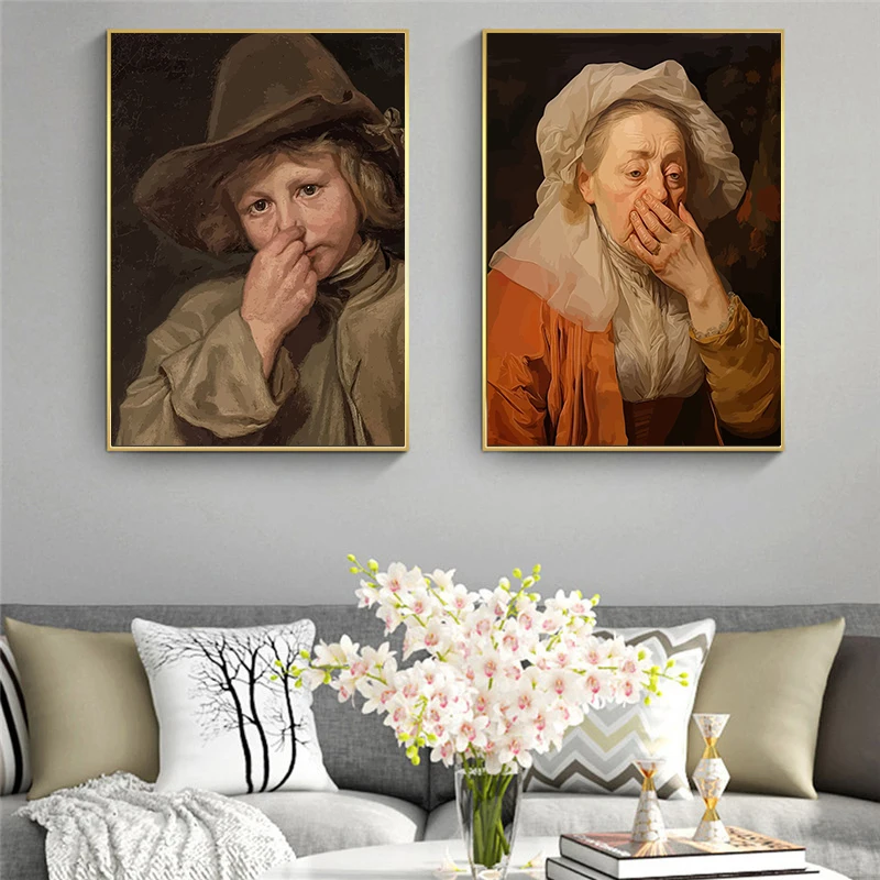 Famous Mona Lisa Pearls Girl Nose Funny Toilet Paper Poster Classical Print Wall Art Picture Canvas Painting Home Decor Bathroom
