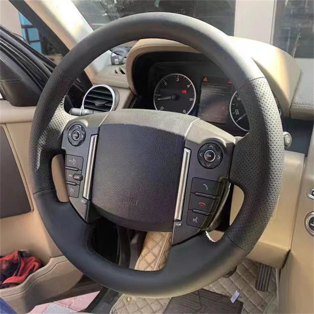 Hand Sewing Non-Slip Car Steering Wheel Cover Microfiber Leather For Land Rover Range Rover Evoque Discovery 4 Freelander 2