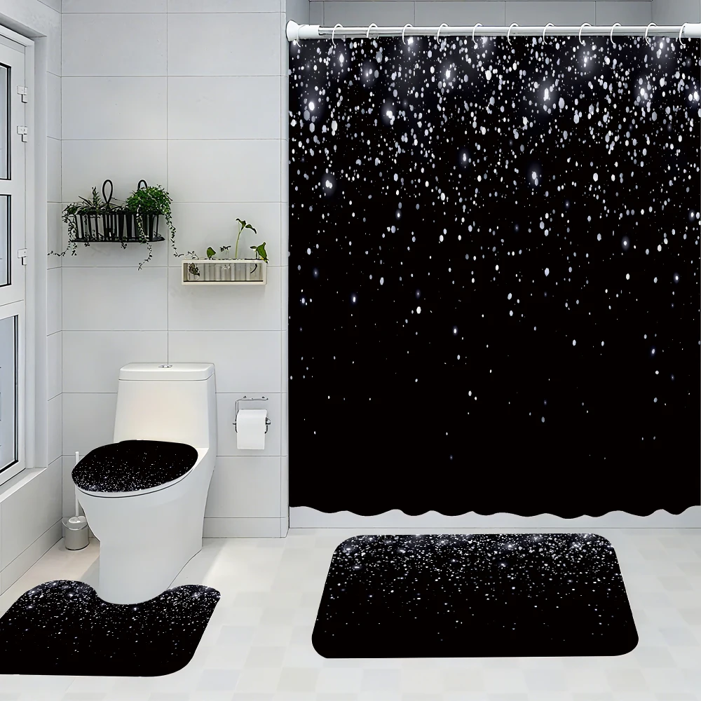 

4pc Starlight shower curtain, two-dimensional flat printing. Bathroom partition curtains, home decoration, modern home Windows