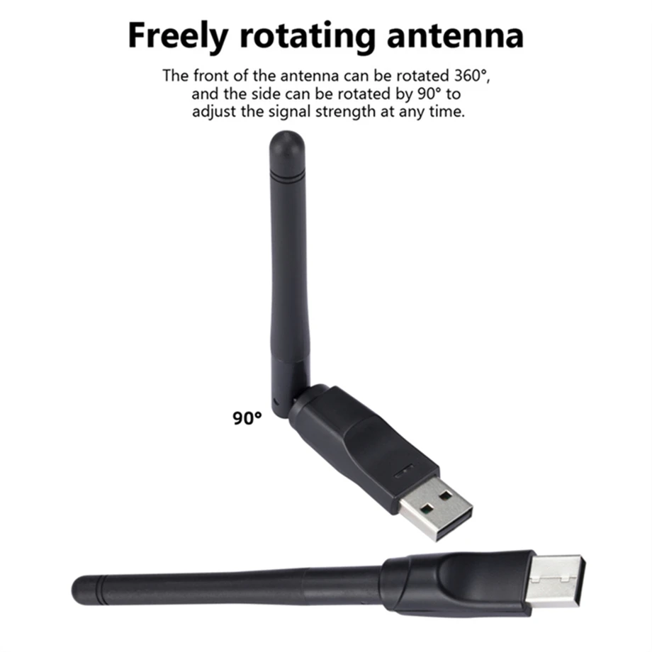 150Mbps MT7601 Wireless Network Card Mini USB WiFi Adapter LAN 2.4GHz Wi-Fi Receiver Dongle Antenna 802.11 b/g/n for PC Windows