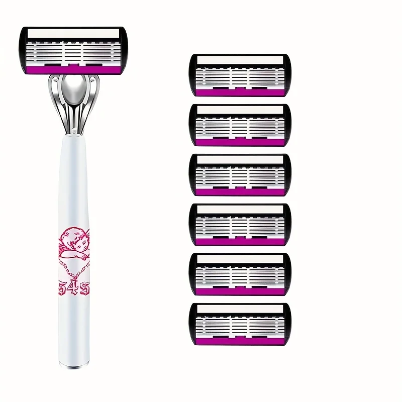 ماكينة حلاقة آمنة مكونة من 6 طبقات لشفرات الحلاقة اليدوية للرجال بمقبض طويل ماكينة حلاقة آمنة بطبقة مزدوجة للاستحمام والسفر في الفنادق #4