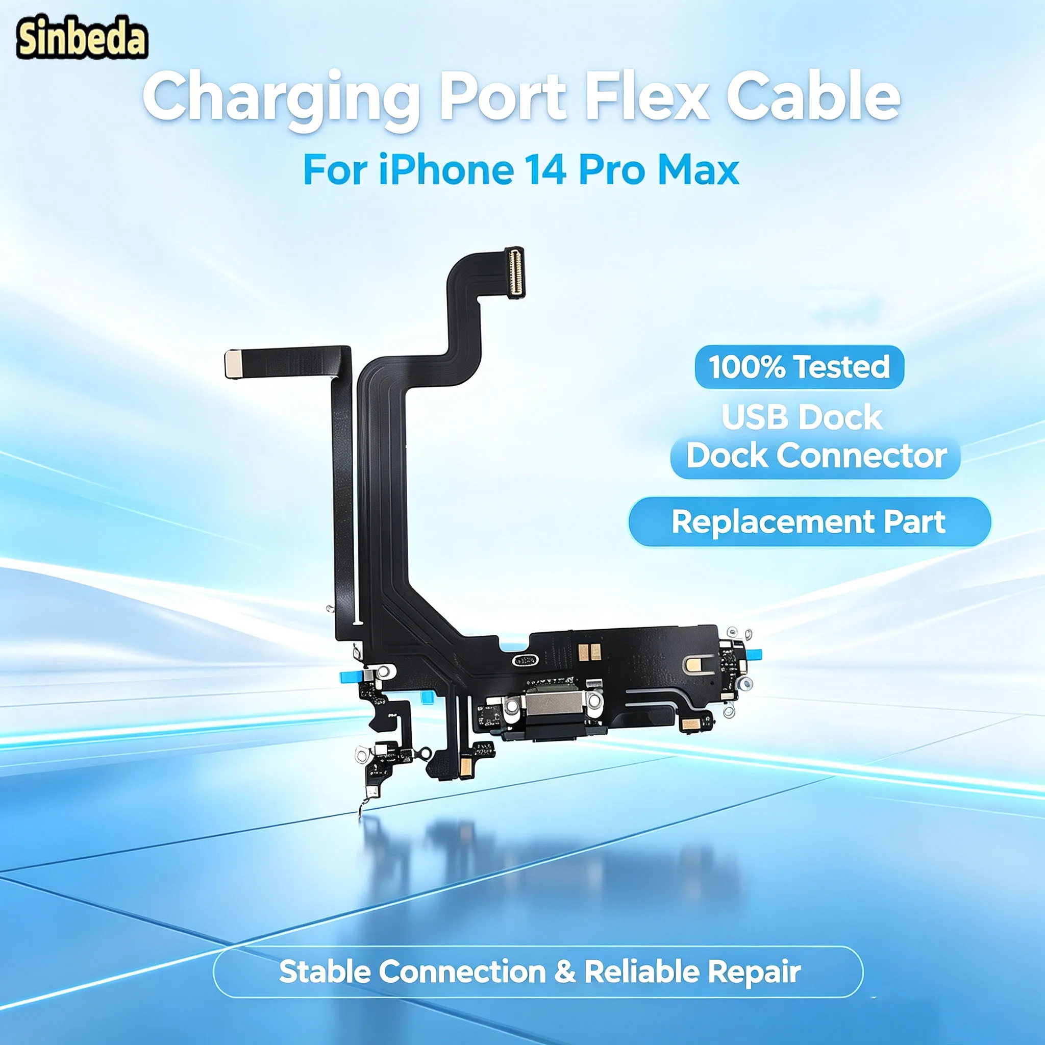 USB Charging Flex Cable For Iphone 14 ProMax Lightning Charger Port Dock Connector With Microphone Flex Replacement Repair Parts