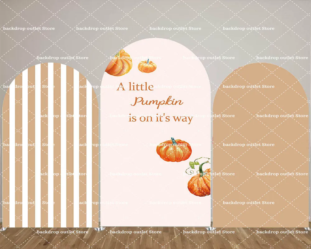 

Mehofond Autumn Custom 2-Sided Arch Cover Photo Backdrop Personalized Pumpkin Baby Shower Birthday Party Chiara Background Prop