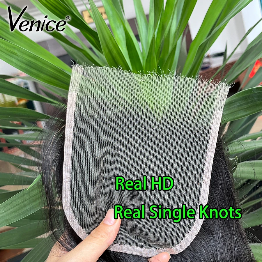 

Venice 5x5 Real HD Lace Closure Only Real Single Knots 2x6 HD Lace Closure Прямые человеческие волосы Объемная волна Глубокая часть Bye-Bye Knots
