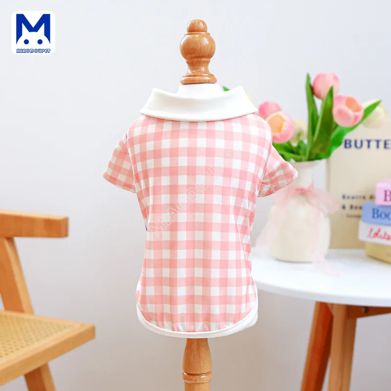 

Spring Summer New Products Cat Clothes Small Dog Puppy Costume Dog Lapel Plaid Shirt