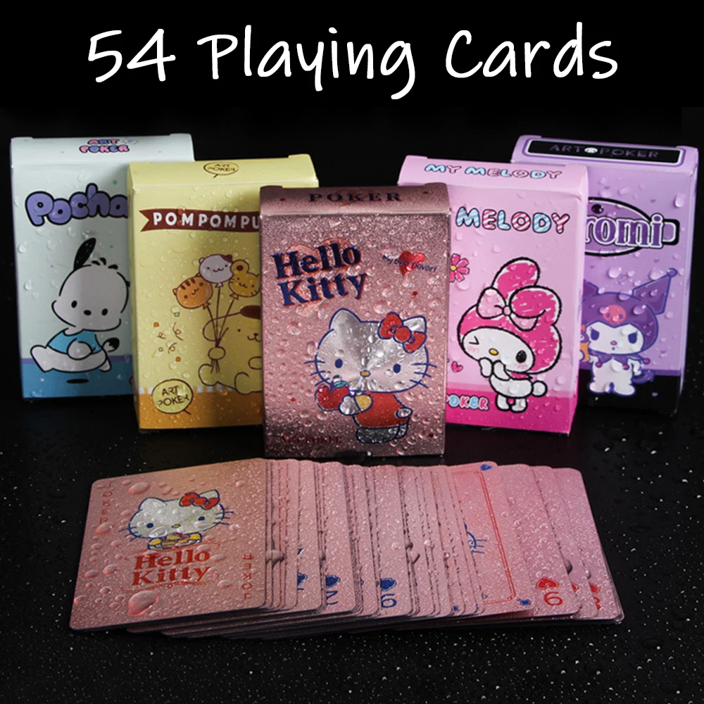 

54 игральных карт: Sanrio, Kuromi, Melody, Dog с корицей, детские карты, водонепроницаемые покерные карты, подарки на высокий уровень внешнего вида