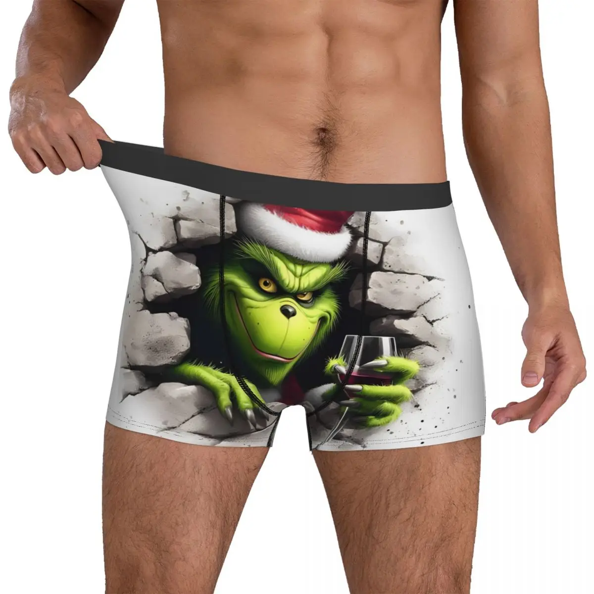 The Grinched In The Wall Underwear Breathable Panties Custom Boxer Brief For Male Pouch Large Size Trunk