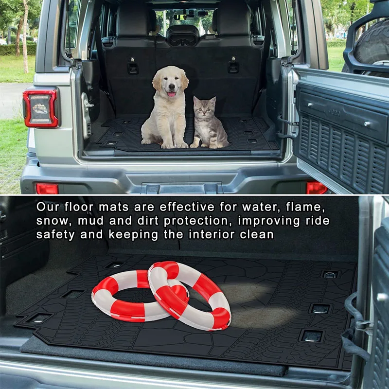 Trunk Cargo Liner Mat Tray Fit for Jeep Wrangler JL JLU Sport Sahara Freedom Rubicon Unlimited 2018 - 2024 Subwoofer