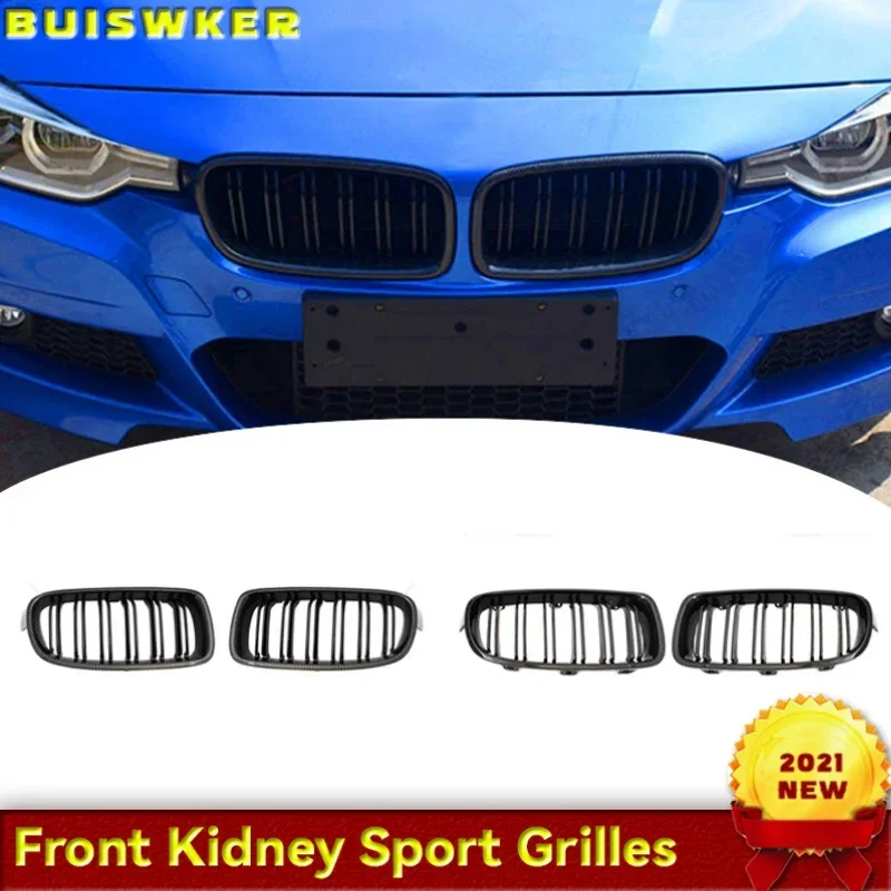 Für BMW 3er F30 Grill 2012-2019 Zubehör F31 Front Grillz Klavier Schwarz Dual Line Nierengitter M Sport 320i 325i 328