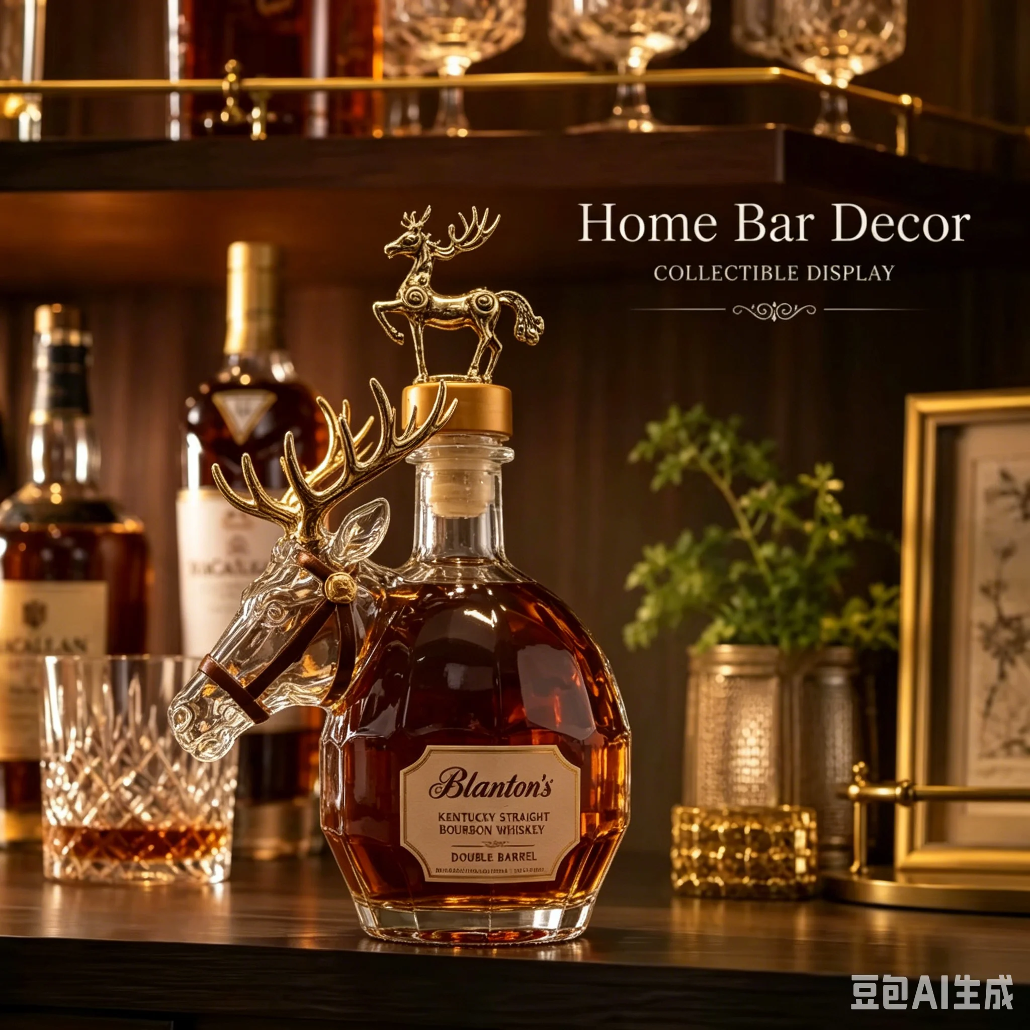 Blanton's whiskey decanter, horse head bourbon bottle, equestrian