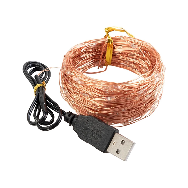 Fio de cobre lâmpada string flash iluminação enfeites da árvore de natal 10m 20m colorido quente 3000k com cabo usb