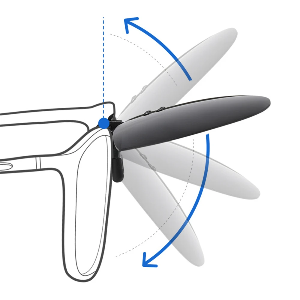 VIVIBEE Mirror Blue Men's Polarized Flip Up Clip On Sunglasses Night Driving UV400 Grey Lens Fishing Fashing Clips for Mypoic